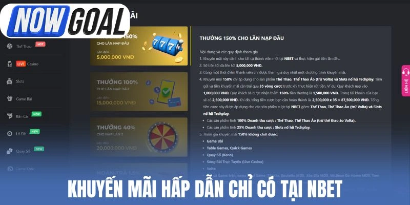 Khuyến mãi hấp dẫn chỉ có tại Nbet
